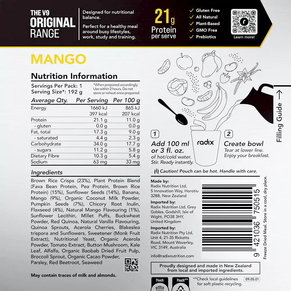 
                  
                    Radix Nutrition | Original Breakfast | V9 | Mango
                  
                