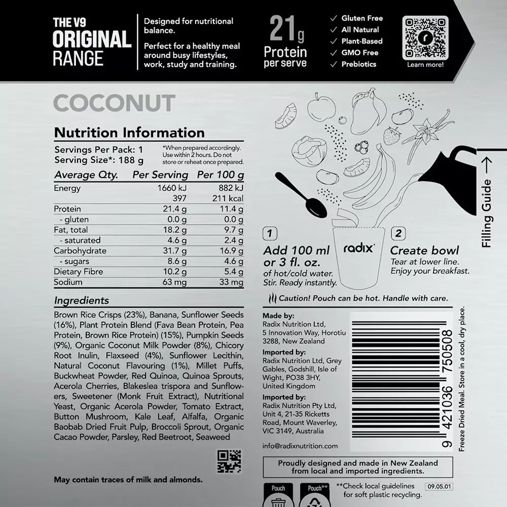 
                  
                    Radix Nutrition | Original Breakfast | V9 | Coconut
                  
                