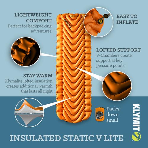 
                  
                    Klymit - Insulated Static V Lite Sleeping Pad - Orange
                  
                
